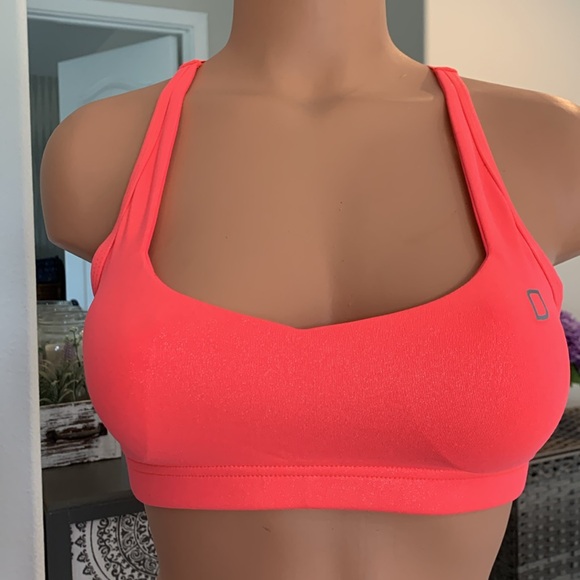 Lorna Jane Bright Orange Shimmer Sports Bra - Picture 2 of 7